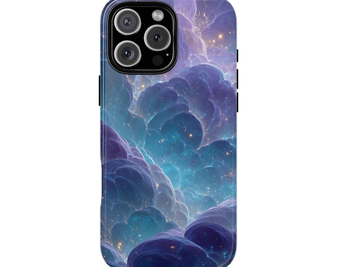 Translucent Purple Teal Sparkling Clouds Phone Case: iPhone, Galaxy, Pixel - Lifetime Warranty