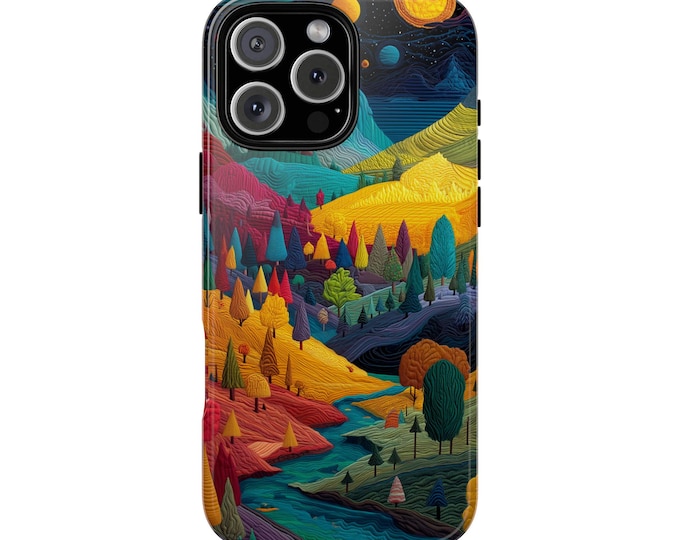 Wilderness Night Colorful Abstract Forest Trees Phone Case: iPhone, Galaxy, Pixel - Lifetime Warranty