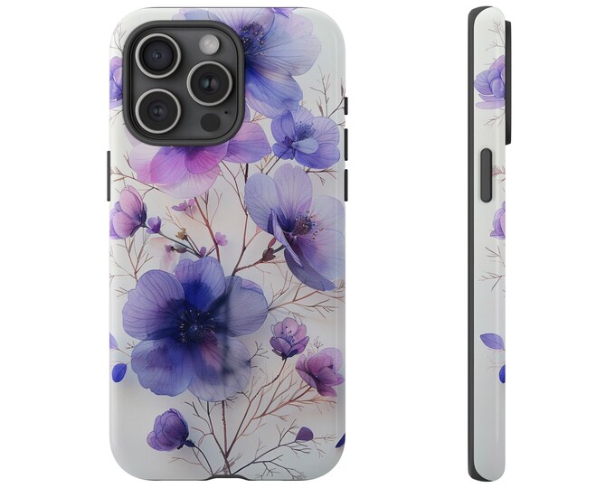Purple Spring Wildflower Watercolor Floral Phone Case: iPhone, Galaxy, Pixel - Lifetime Warranty