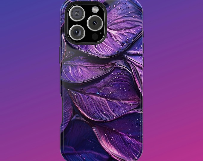 Purple Leaves Pastel Iridescent Phone Case: iPhone, Galaxy, Pixel - Lifetime Warranty