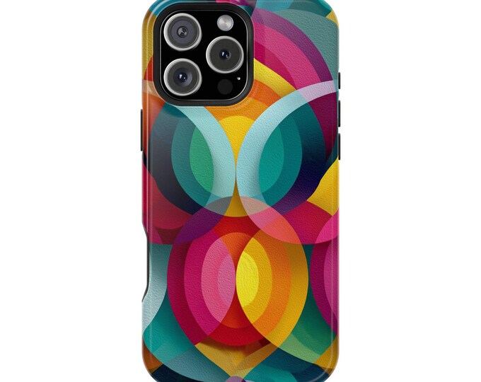 Teal Pink Yellow Abstract Vector Pattern Phone Case: iPhone, Galaxy, Pixel - Lifetime Warranty
