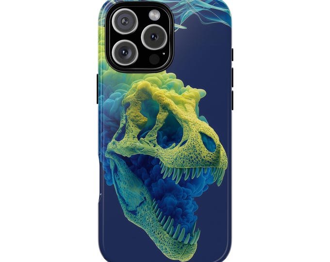 T-Rex Dinosaur Green Smoke Tyrannosaurus Phone Case: Tough Cover for iPhone (MagSafe Compatible), Samsung Galaxy, Pixel