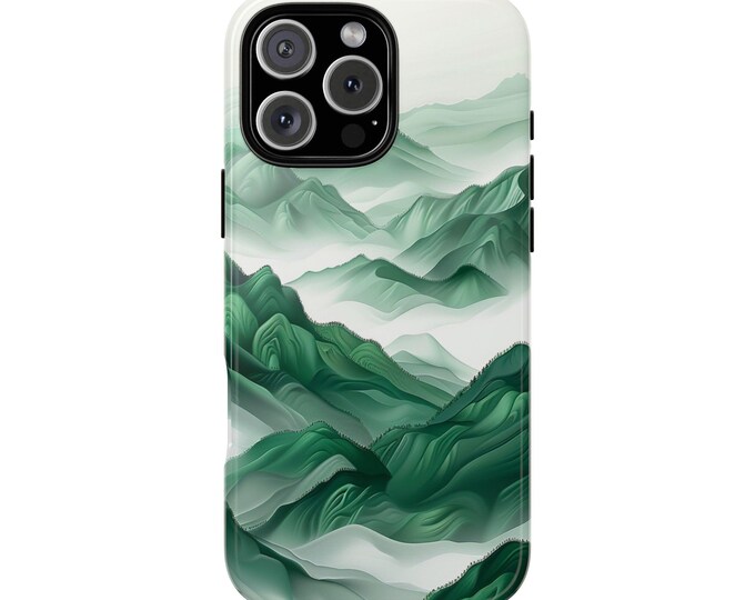 Jade Green Mountain Range Mist Phone Case: iPhone, Galaxy, Pixel - Lifetime Warranty