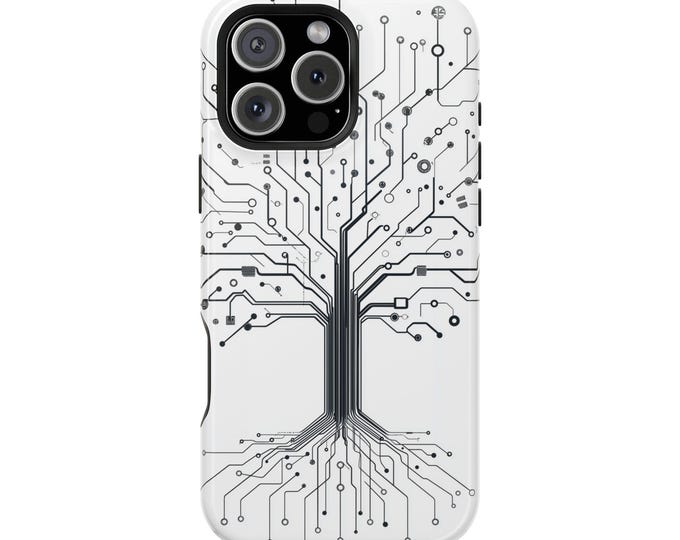 Circuit Board Tree Vector Roots Phone Case: iPhone, Galaxy, Pixel - Lifetime Warranty