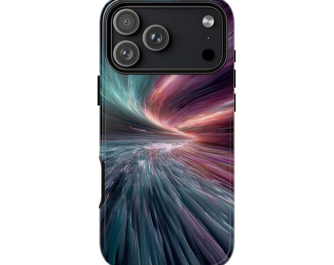 Hyper Color Teal Purple Wave Streaks Phone Case: iPhone, Galaxy, Pixel - Lifetime Warranty
