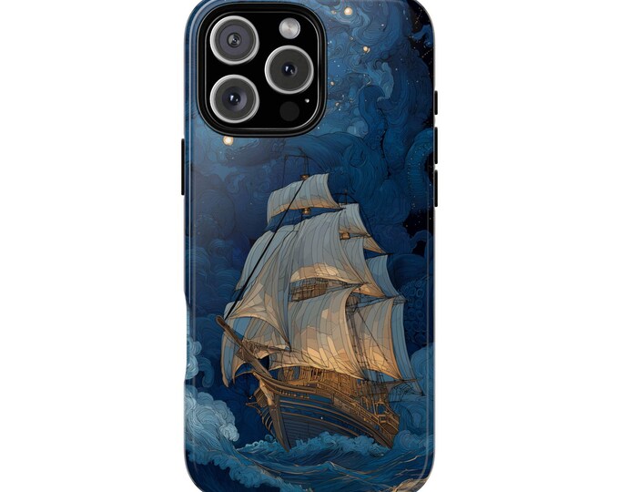 Sailing Ship Turbulent Sea Storm Clouds Phone Case: iPhone, Galaxy, Pixel - Lifetime Warranty
