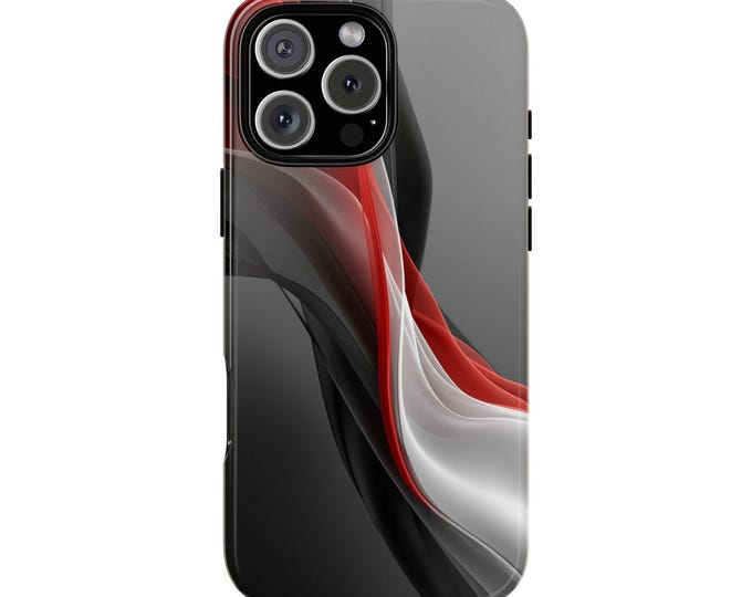 Black Red Wave Flowing Minimalism Phone Case: iPhone, Galaxy, Pixel - Lifetime Warranty