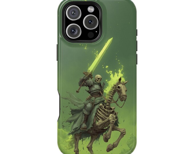Green Skeleton Knight Death Horse Skull Phone Case: iPhone, Galaxy, Pixel - Lifetime Warranty