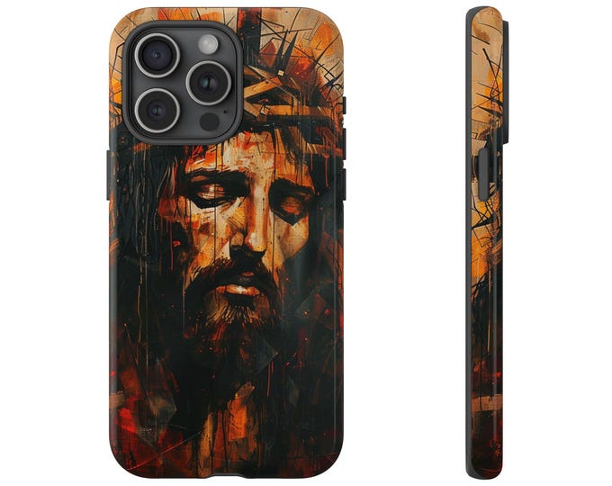 Jesus Christ Portrait Crown of Thorns Phone Case: iPhone, Galaxy, Pixel - Lifetime Warranty