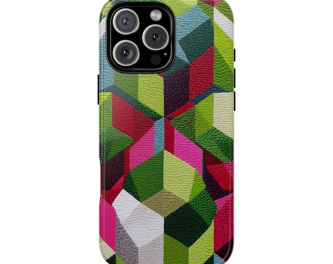 Green Pink Abstract Visual Pattern Phone Case: iPhone, Galaxy, Pixel - Lifetime Warranty