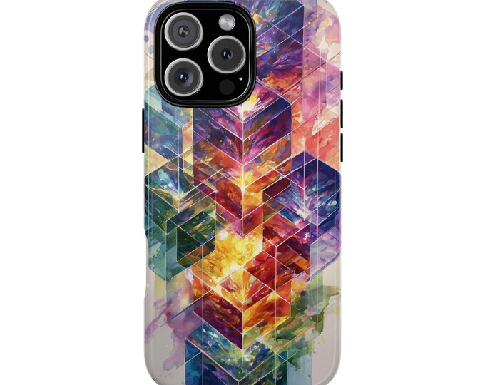 Prismatic Diamond Cubes Vibrant Colors Phone Case: iPhone, Galaxy, Pixel - Lifetime Warranty
