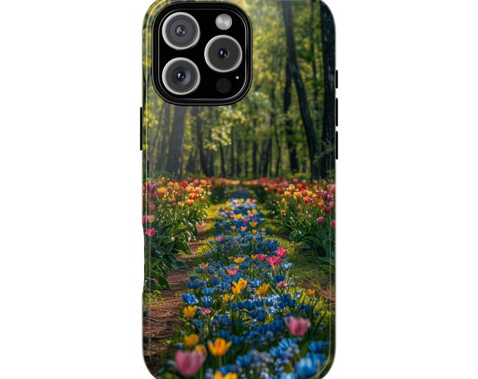 Tulip Grove Vibrant Forest Flowers Phone Case: iPhone, Galaxy, Pixel - Lifetime Warranty