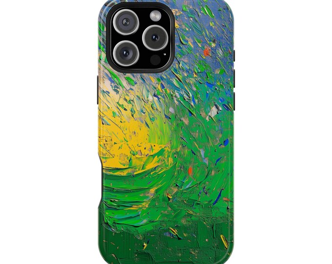 Green Yellow Pastel Paint Wave Phone Case: iPhone, Galaxy, Pixel - Lifetime Warranty