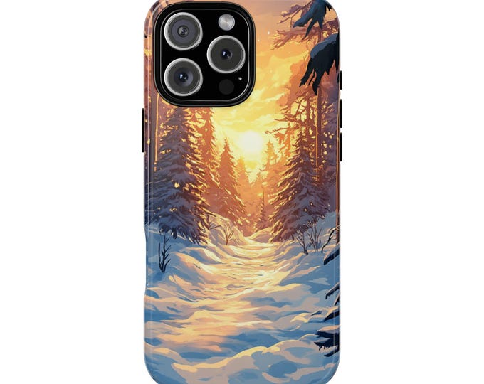 Winter Forest Sunrise Trees Woods Snow Phone Case: iPhone, Galaxy, Pixel - Lifetime Warranty