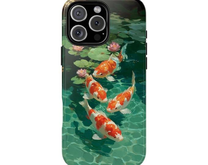 Koi Fish Lily Pads Pond Art Painting Phone Case - iPhone 17 Pro Max 16 15 14 13 12 11, Samsung Galaxy S25 Ultra S24 S23 S22, Google Pixel