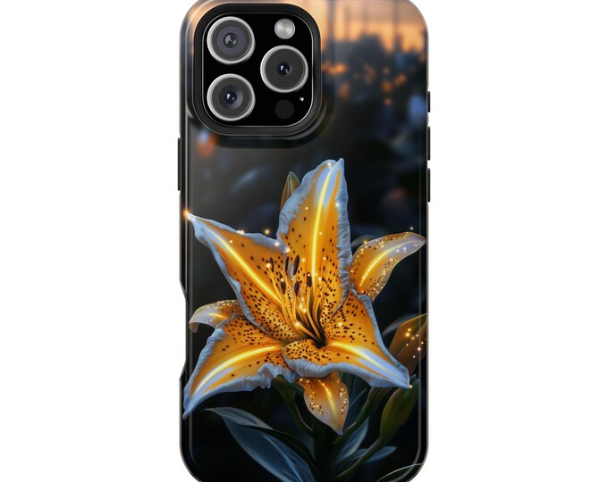 Yellow Glowing Floral Tiger Lily Flower Phone Case: iPhone, Galaxy, Pixel - Lifetime Warranty