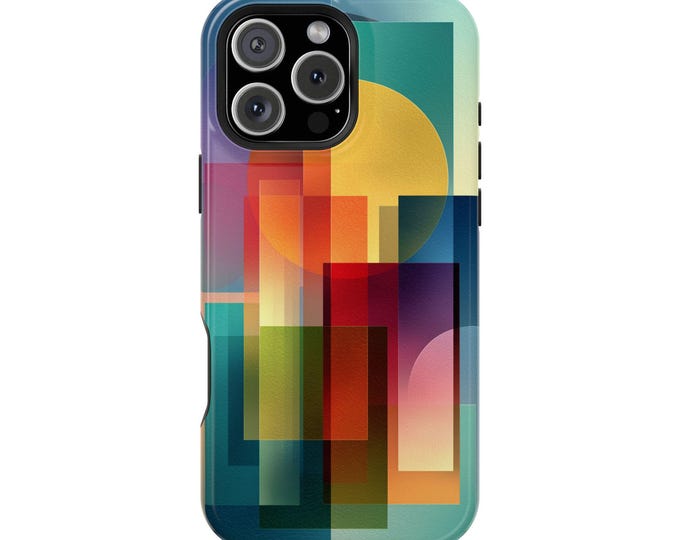 Colorful Overlapping Shapes Teal Red Phone Case: iPhone, Galaxy, Pixel - Lifetime Warranty