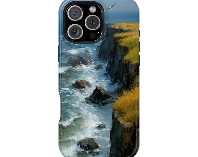 Dramatic Ocean Cliff Crashing Waves Phone Case: iPhone, Galaxy, Pixel - Lifetime Warranty