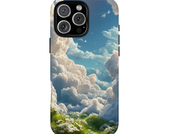 Lush Wildflowers Cloudy Sky Phone Case: iPhone, Galaxy, Pixel - Lifetime Warranty