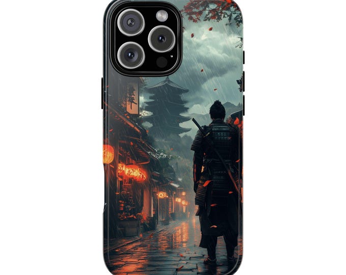 Samurai Warrior Japan Rain Alley Phone Case: iPhone, Galaxy, Pixel - Lifetime Warranty