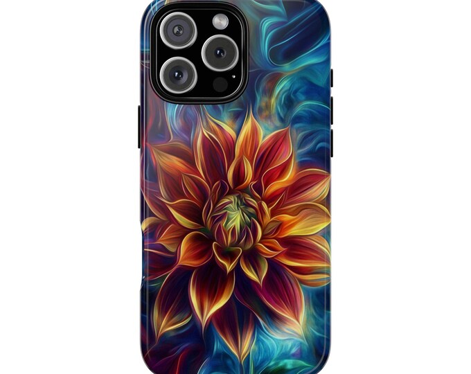 Digital Dahlia Flower Artistic Wave Phone Case: iPhone, Galaxy, Pixel - Lifetime Warranty