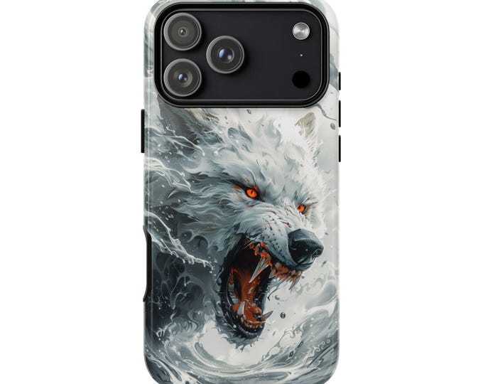 Fierce Wolf White Liquid Waves Phone Case for iPhone, Galaxy, Pixel – Lifetime Warranty