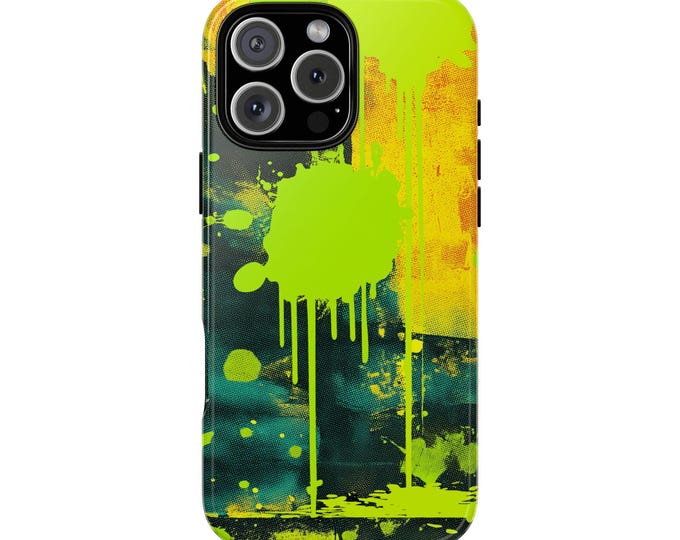 Bright Green Canvas Paint Neon Splash Phone Case: iPhone, Galaxy, Pixel - Lifetime Warranty