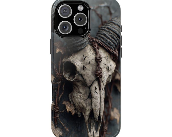 Ram Skull Rune Markings Gothic Phone Case: iPhone, Galaxy, Pixel - Lifetime Warranty