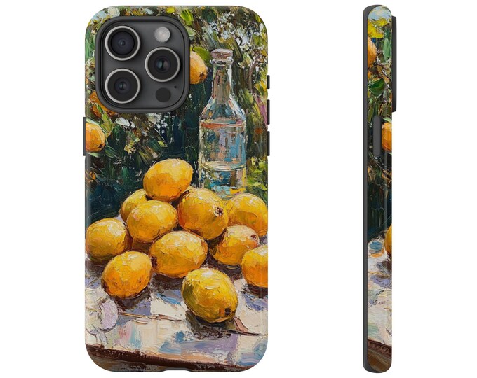 Lemons Oil Painting Phone Case | iPhone, Samsung Galaxy, Pixel | Impressionists Yellow Lemon Paint Artist Illustration Design | Tough Cover