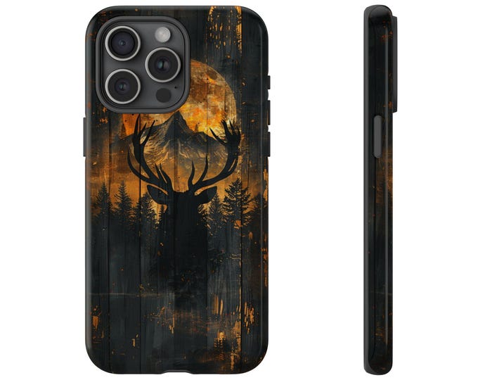 Wood Deer Stag Buck Silhouette Forest Phone Case: iPhone, Galaxy, Pixel - Lifetime Warranty
