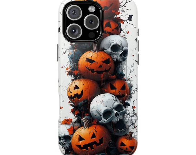 Halloween Pumpkin Skulls Phone Case: iPhone, Galaxy, Pixel - MagSafe Compatible