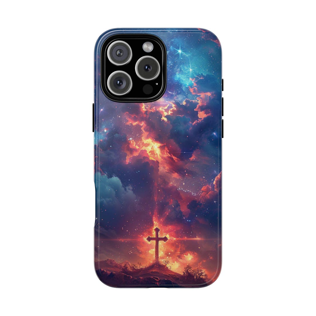 Divine Cosmos Christian Cross Sunset Faith Clouds Phone Case for iPhone ...