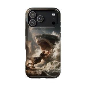 Phone Ink • iPhone | Galaxy | Pixel • Customizable Cover • Wireless Charging Case • Colossal Prehistoric Shark vs T-Rex Shark