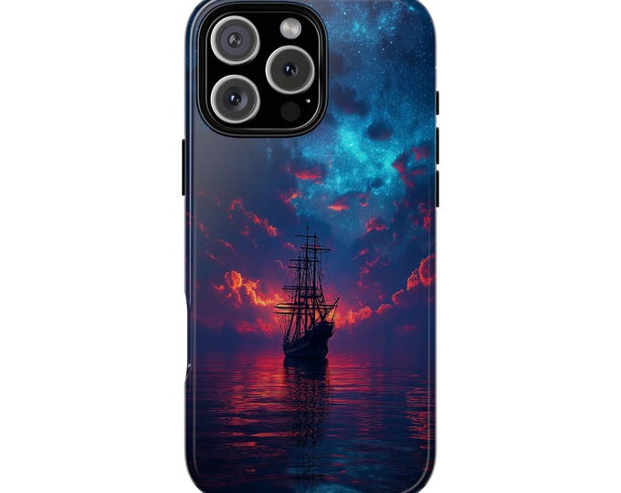Sailing Ship Vessel Nebula Star Ocean Sea Phone Case: iPhone, Galaxy, Pixel - Lifetime Warranty