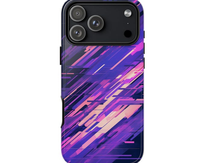 Purple Glitch Digital Wave Phone Case: iPhone, Galaxy, Pixel - Lifetime Warranty