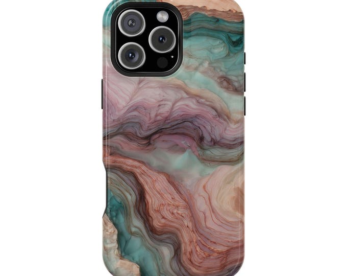 Marble Resin Pastel Teal Green Purple Phone Case: iPhone, Galaxy, Pixel - Lifetime Warranty