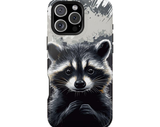 Raccoon Gray Black Animal Artwork Phone Case: iPhone, Galaxy, Pixel - Lifetime Warranty