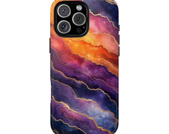 Orange Purple Sunset Agate Marble Phone Case: iPhone, Galaxy, Pixel - Lifetime Warranty