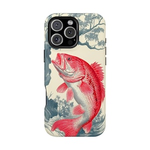 Fishing Big Mouth Bass Red Fish Phone Case: Tough Cover for iPhone (MagSafe Compatible), Samsung Galaxy, Pixel