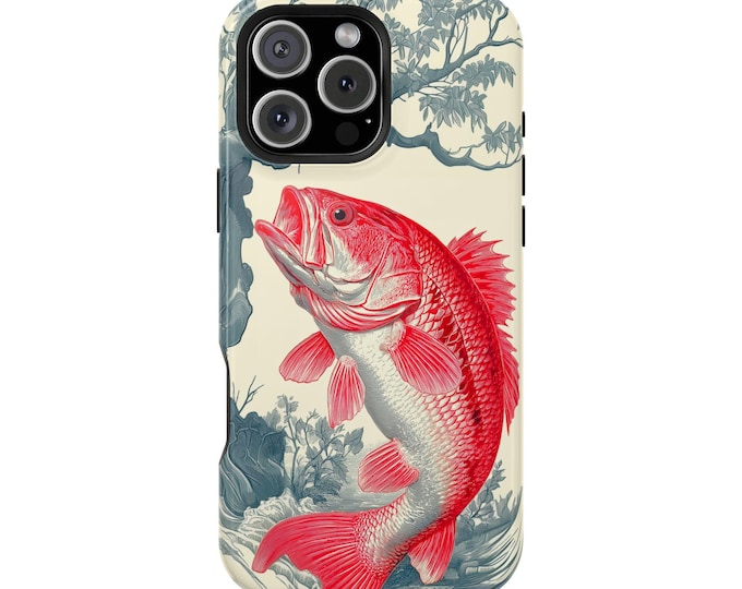 Fishing Big Mouth Bass Red Fish Phone Case: iPhone, Galaxy, Pixel - Lifetime Warranty