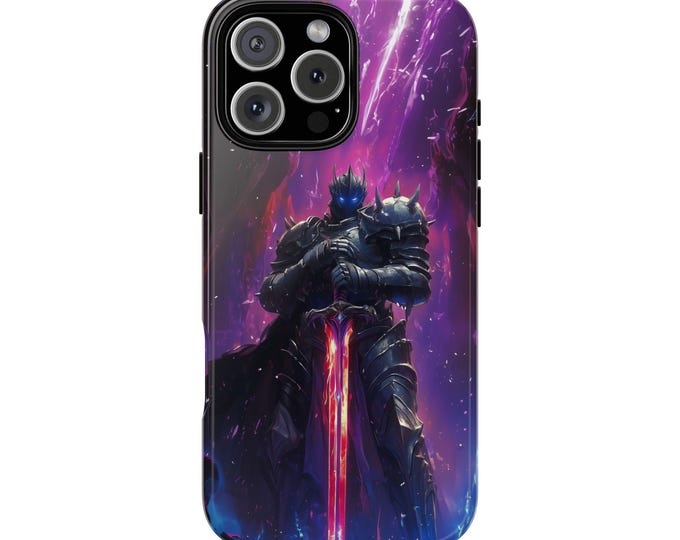 Armor Clad Knight Red Sword Purple Aura Phone Case: Tough Cover for iPhone (MagSafe Compatible), Samsung Galaxy, Pixel