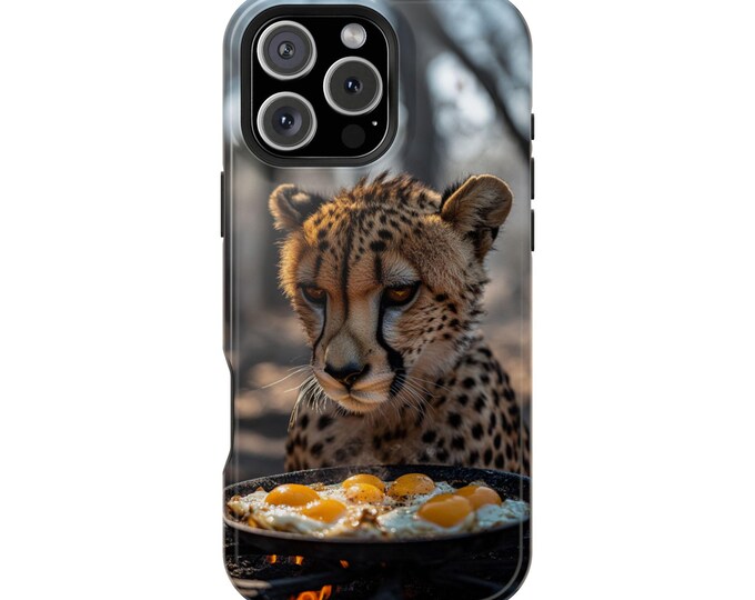 Cheetah Cat Fried Eggs Breakfast Phone Case: iPhone, Galaxy, Pixel - Lifetime Warranty