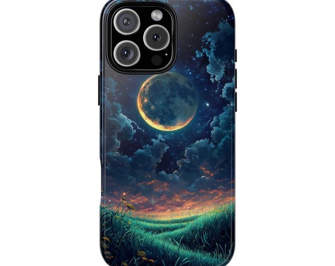 Lunar Moon Meadow Stars Twilight Grass Phone Case: iPhone, Galaxy, Pixel - Lifetime Warranty