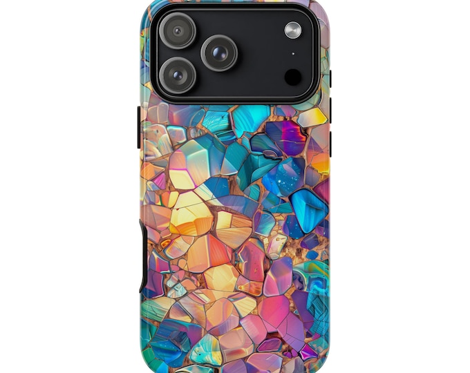 Teal Pink Opal Crystal Glass Rocks Phone Case: iPhone, Galaxy, Pixel - Lifetime Warranty