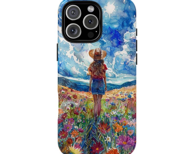 Western Girl Country Floral Field Phone Case: iPhone, Galaxy, Pixel - Lifetime Warranty