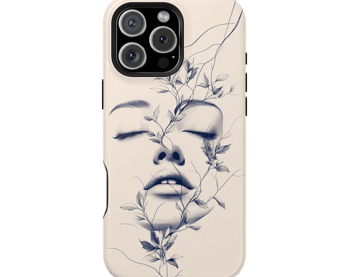 Botanical Woman Intertwined Minimalist Phone Case: iPhone, Galaxy, Pixel - Lifetime Warranty