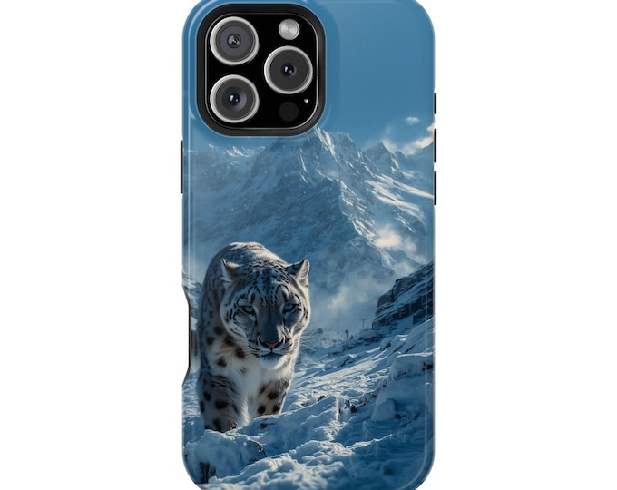 Snow Leopard Climbing Mountains Phone Case: iPhone, Galaxy, Pixel - Lifetime Warranty