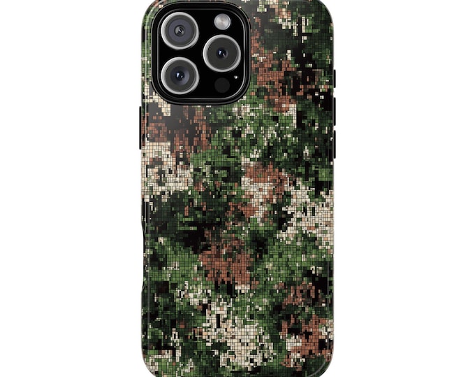 Digital Camo Military Green Brown Camouflage Phone Case: iPhone, Galaxy, Pixel - Lifetime Warranty