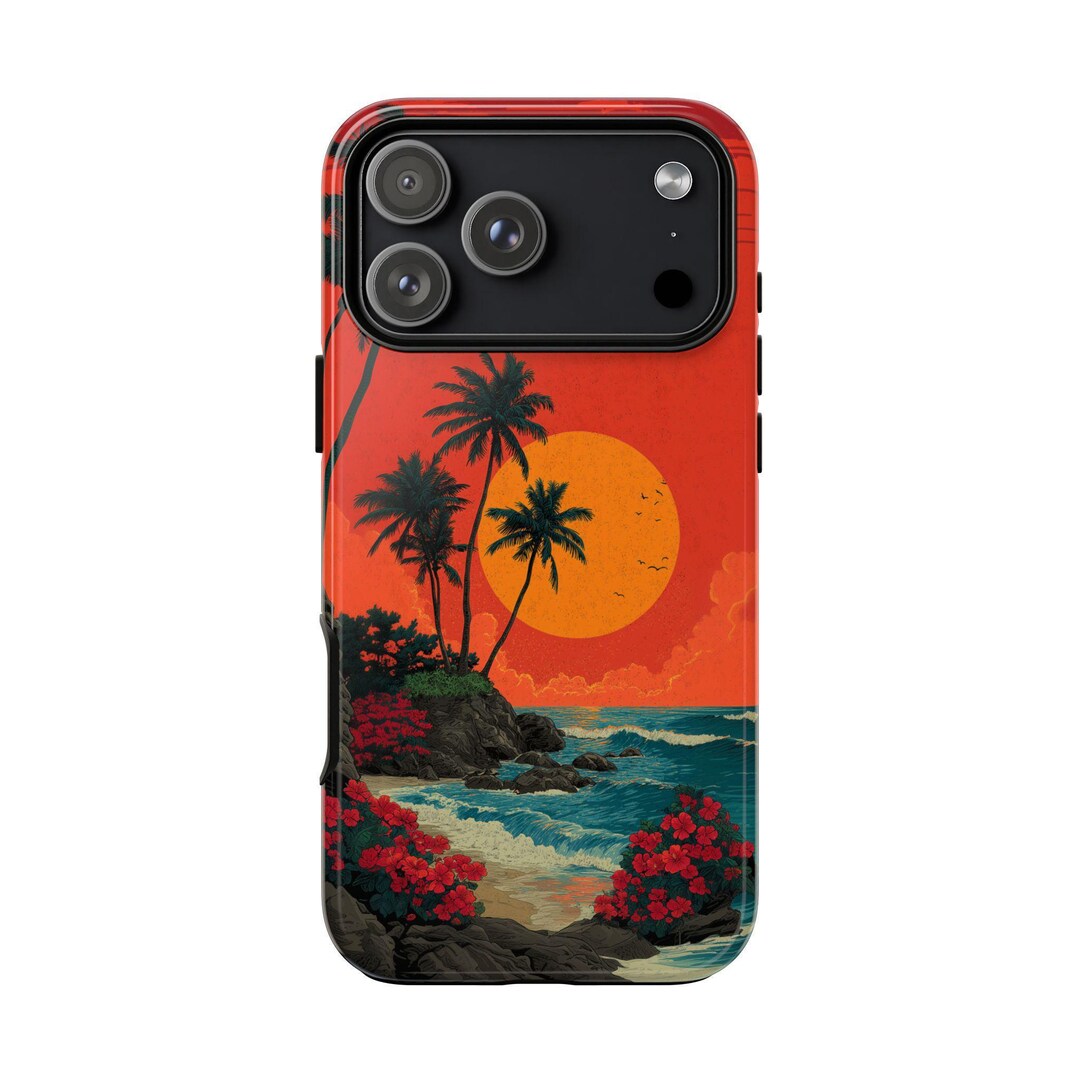 Hawaii Paradise Palm Tree Sunset Phone Case for iPhone 17 16 15 14 13 ...
