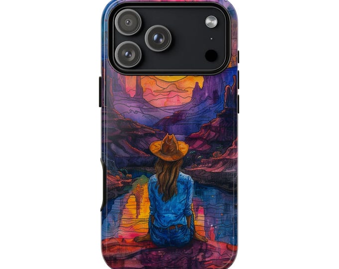 Cowgirl Western Country Desert Sunset Phone Case: iPhone, Galaxy, Pixel - Lifetime Warranty
